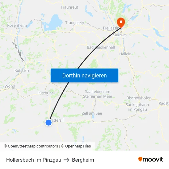 Hollersbach Im Pinzgau to Bergheim map