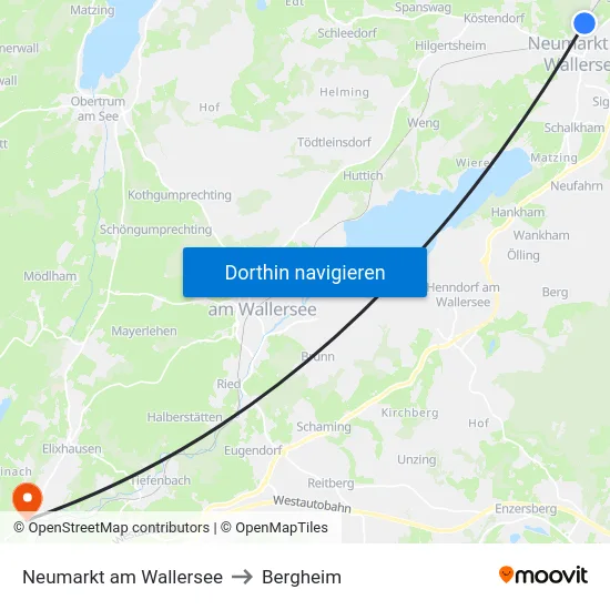 Neumarkt am Wallersee to Bergheim map