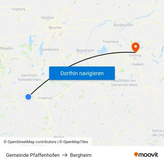 Gemeinde Pfaffenhofen to Bergheim map