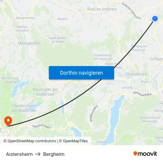Aistersheim to Bergheim map