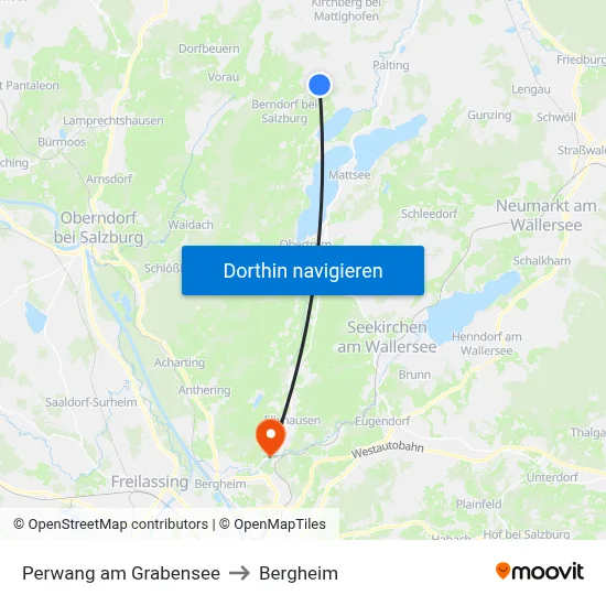 Perwang am Grabensee to Bergheim map