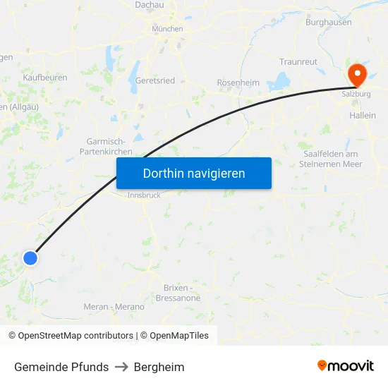 Gemeinde Pfunds to Bergheim map