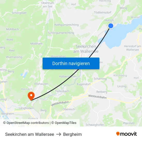 Seekirchen am Wallersee to Bergheim map