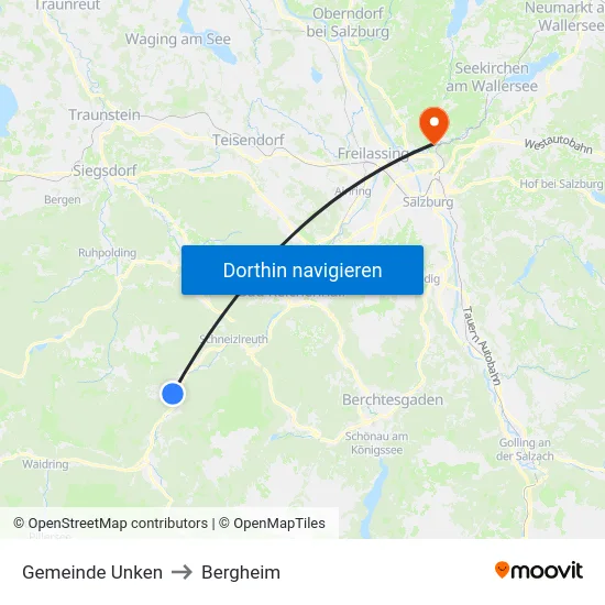 Gemeinde Unken to Bergheim map