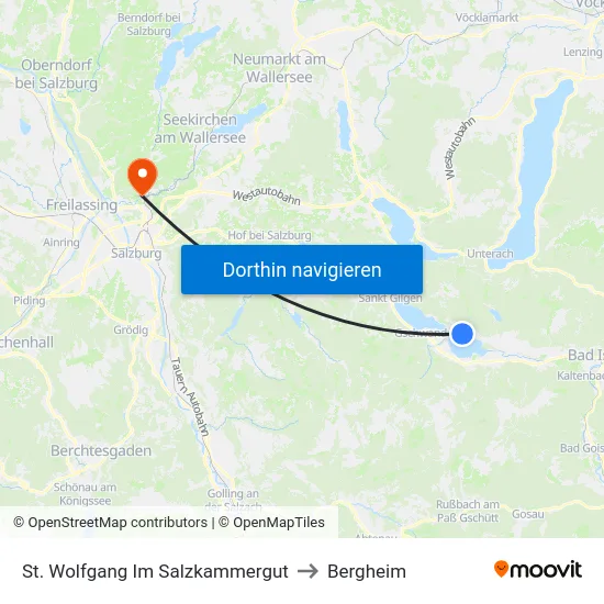 St. Wolfgang Im Salzkammergut to Bergheim map