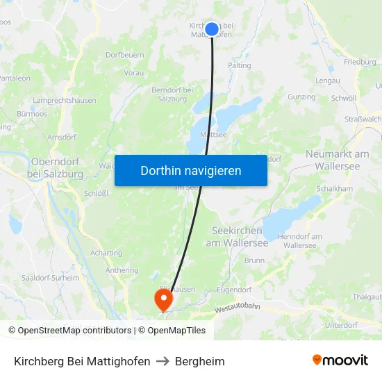 Kirchberg Bei Mattighofen to Bergheim map