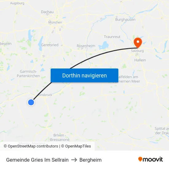 Gemeinde Gries Im Sellrain to Bergheim map