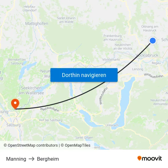 Manning to Bergheim map