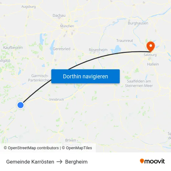 Gemeinde Karrösten to Bergheim map