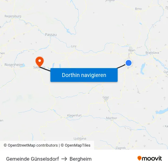 Gemeinde Günselsdorf to Bergheim map