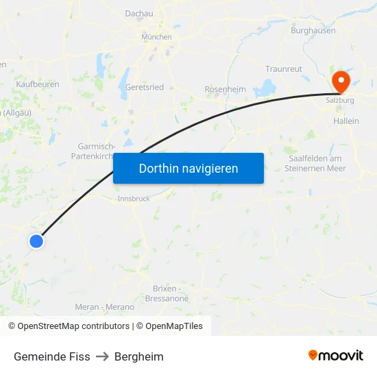 Gemeinde Fiss to Bergheim map