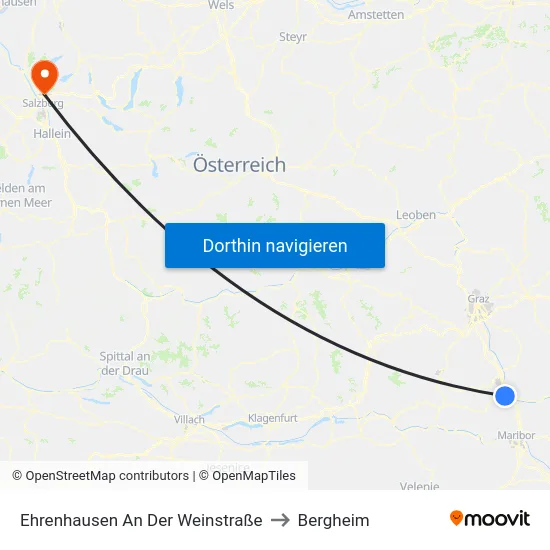 Ehrenhausen An Der Weinstraße to Bergheim map