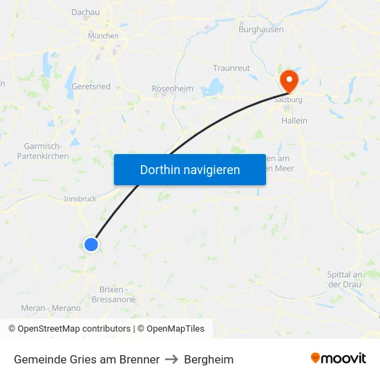 Gemeinde Gries am Brenner to Bergheim map