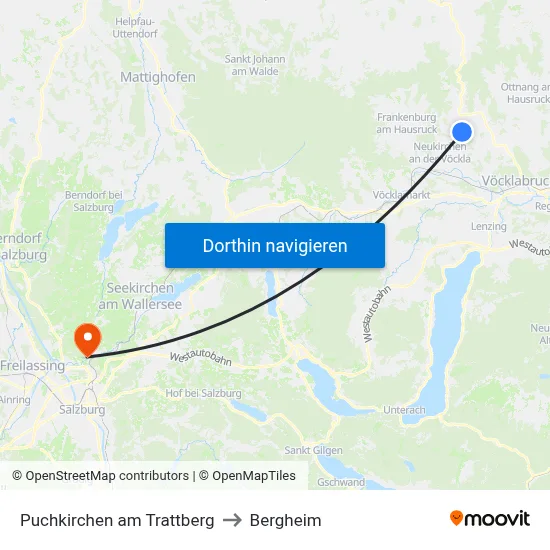Puchkirchen am Trattberg to Bergheim map