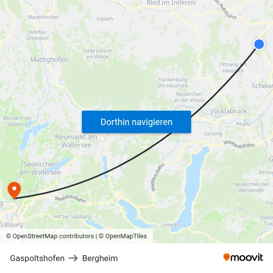 Gaspoltshofen to Bergheim map