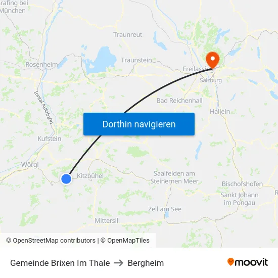Gemeinde Brixen Im Thale to Bergheim map