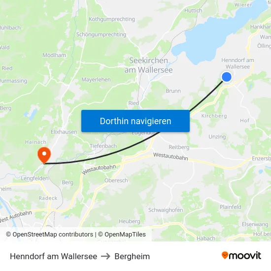Henndorf am Wallersee to Bergheim map