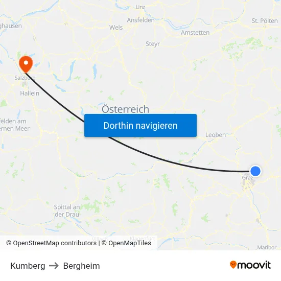 Kumberg to Bergheim map