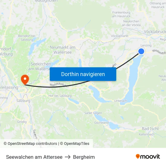Seewalchen am Attersee to Bergheim map