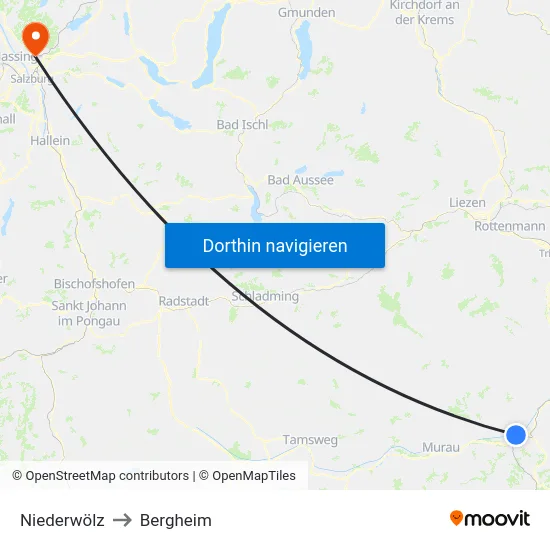 Niederwölz to Bergheim map