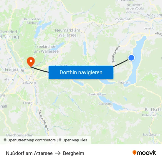 Nußdorf am Attersee to Bergheim map