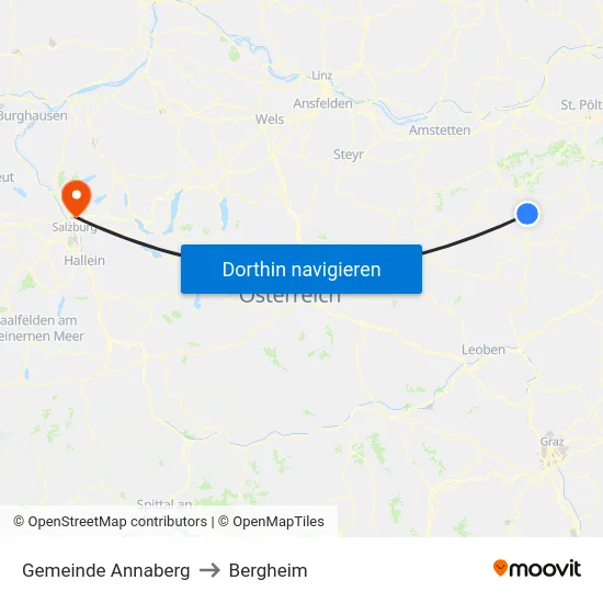 Gemeinde Annaberg to Bergheim map
