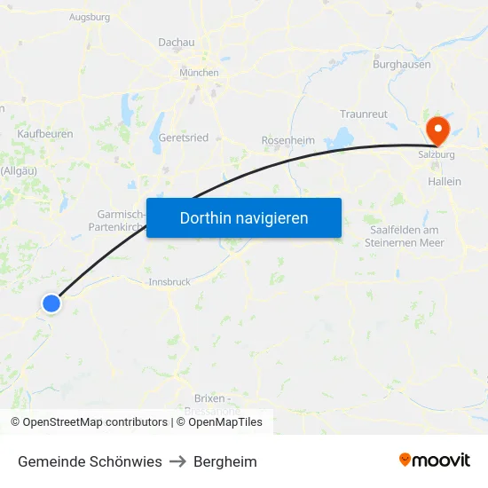 Gemeinde Schönwies to Bergheim map