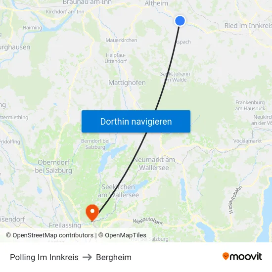 Polling Im Innkreis to Bergheim map