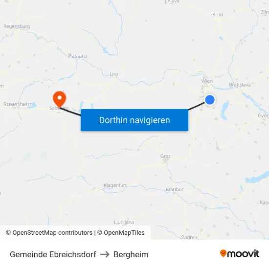 Gemeinde Ebreichsdorf to Bergheim map