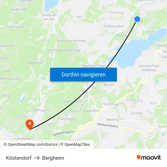 Köstendorf to Bergheim map