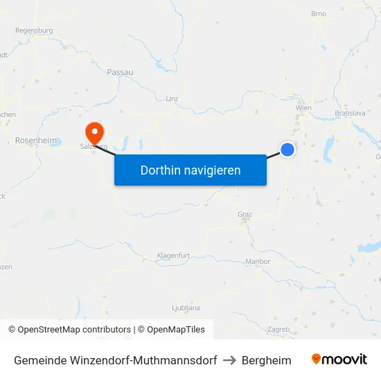 Gemeinde Winzendorf-Muthmannsdorf to Bergheim map