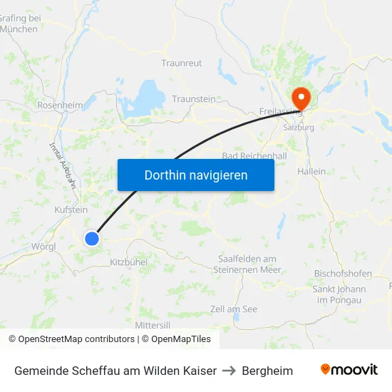 Gemeinde Scheffau am Wilden Kaiser to Bergheim map