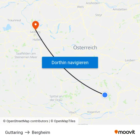Guttaring to Bergheim map