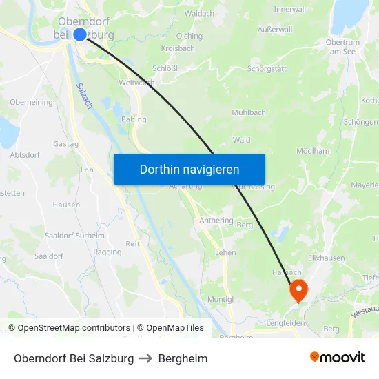 Oberndorf Bei Salzburg to Bergheim map