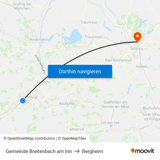 Gemeinde Breitenbach am Inn to Bergheim map
