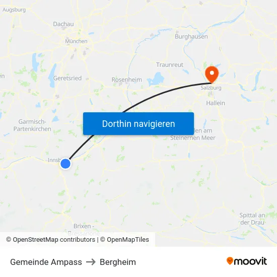 Gemeinde Ampass to Bergheim map