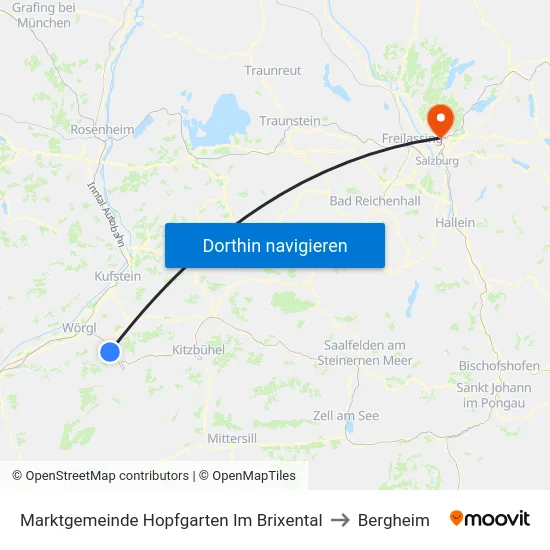 Marktgemeinde Hopfgarten Im Brixental to Bergheim map
