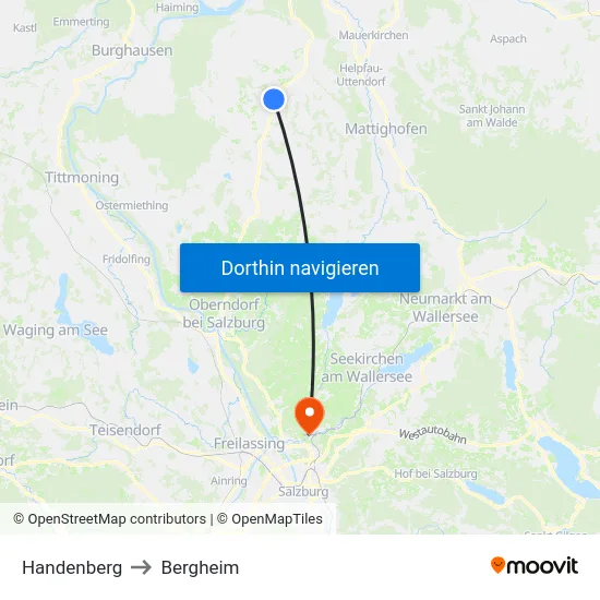 Handenberg to Bergheim map