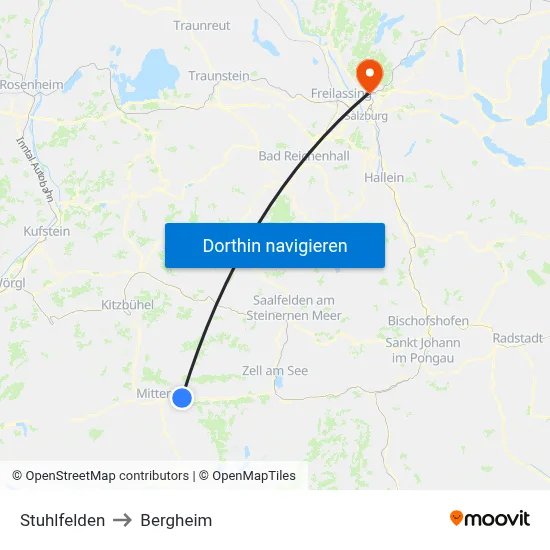 Stuhlfelden to Bergheim map