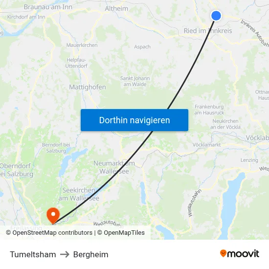 Tumeltsham to Bergheim map