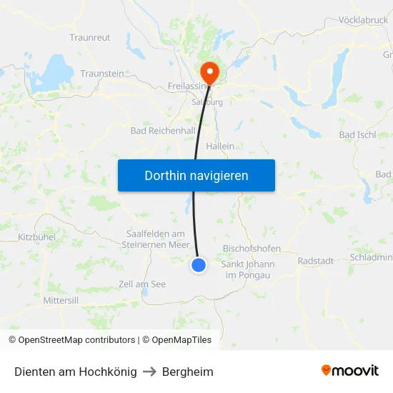 Dienten am Hochkönig to Bergheim map