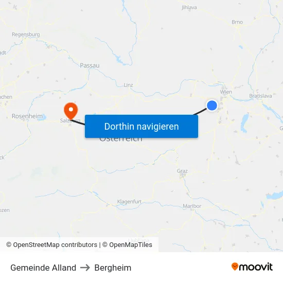 Gemeinde Alland to Bergheim map