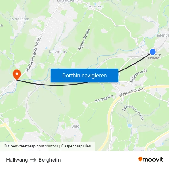 Hallwang to Bergheim map