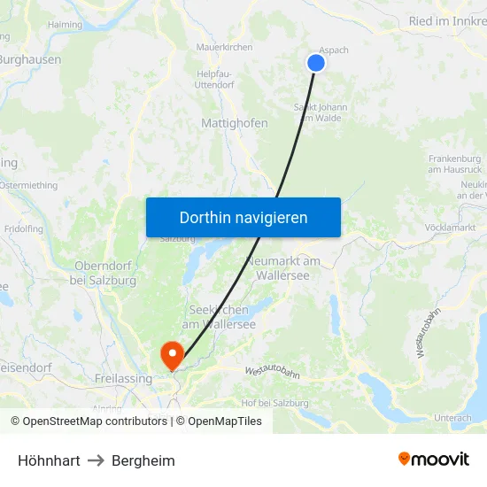 Höhnhart to Bergheim map