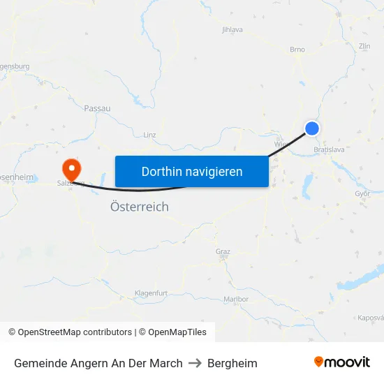 Gemeinde Angern An Der March to Bergheim map