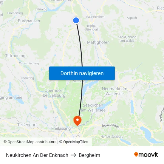 Neukirchen An Der Enknach to Bergheim map