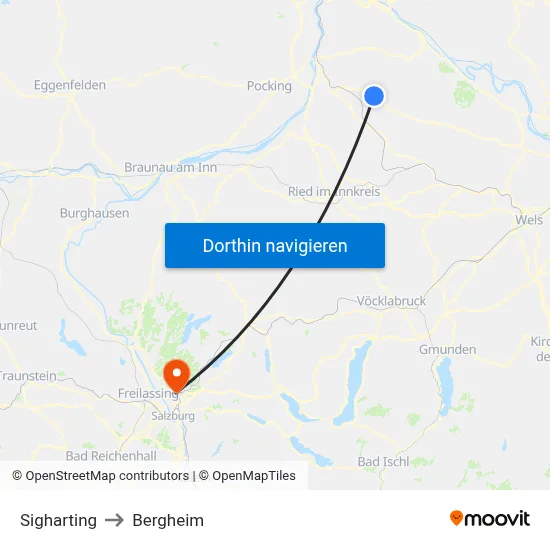 Sigharting to Bergheim map