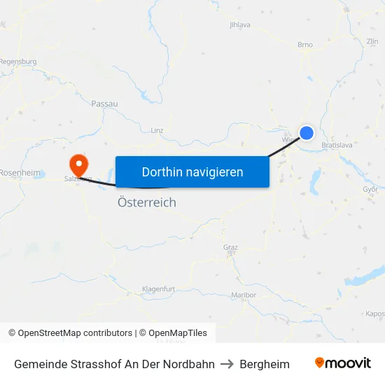 Gemeinde Strasshof An Der Nordbahn to Bergheim map