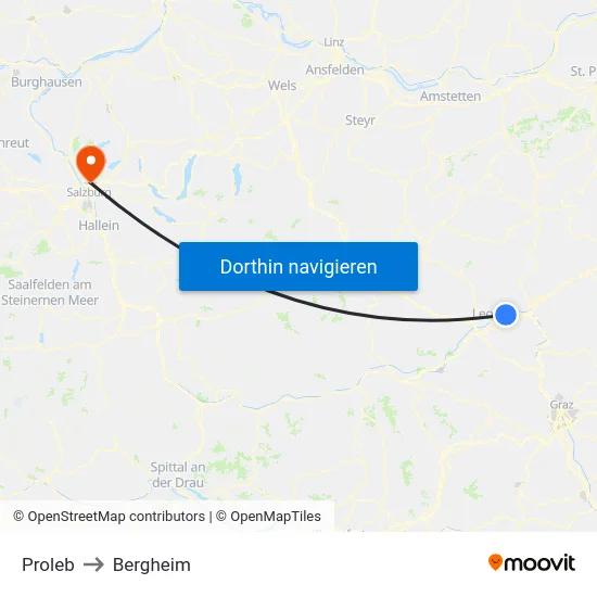 Proleb to Bergheim map