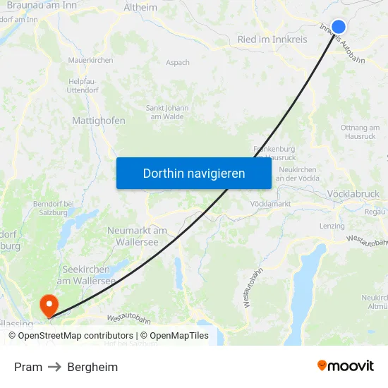 Pram to Bergheim map